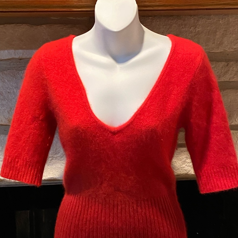 Women's V-Neck Red Sweater